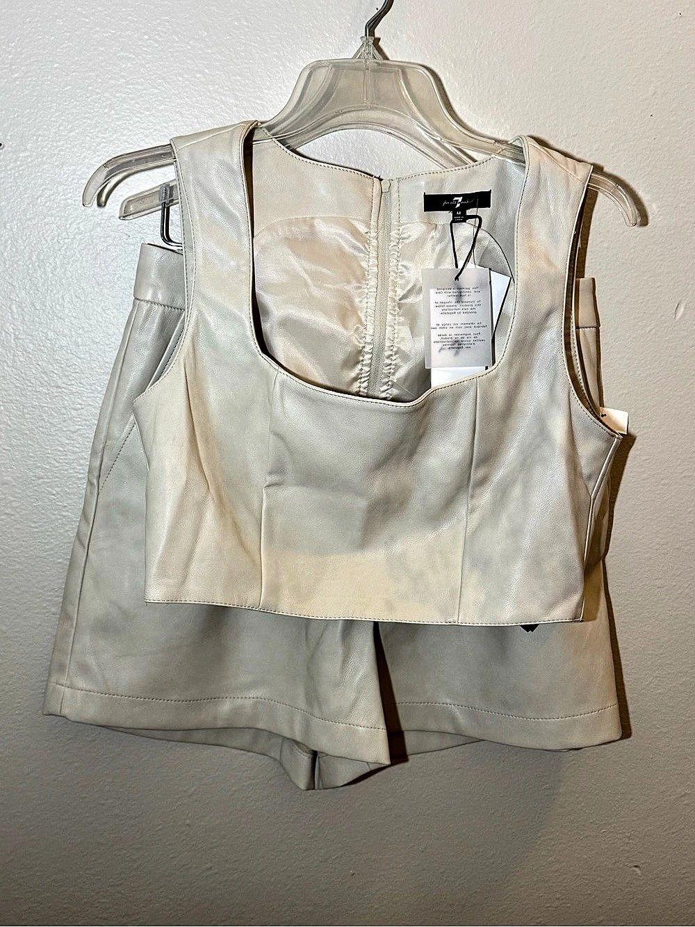 7 For All Mankind Faux Leather Crop Top Size Medium NWT